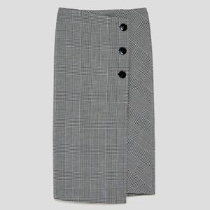 Zara Checked Wrap Midi Skirt- size XS